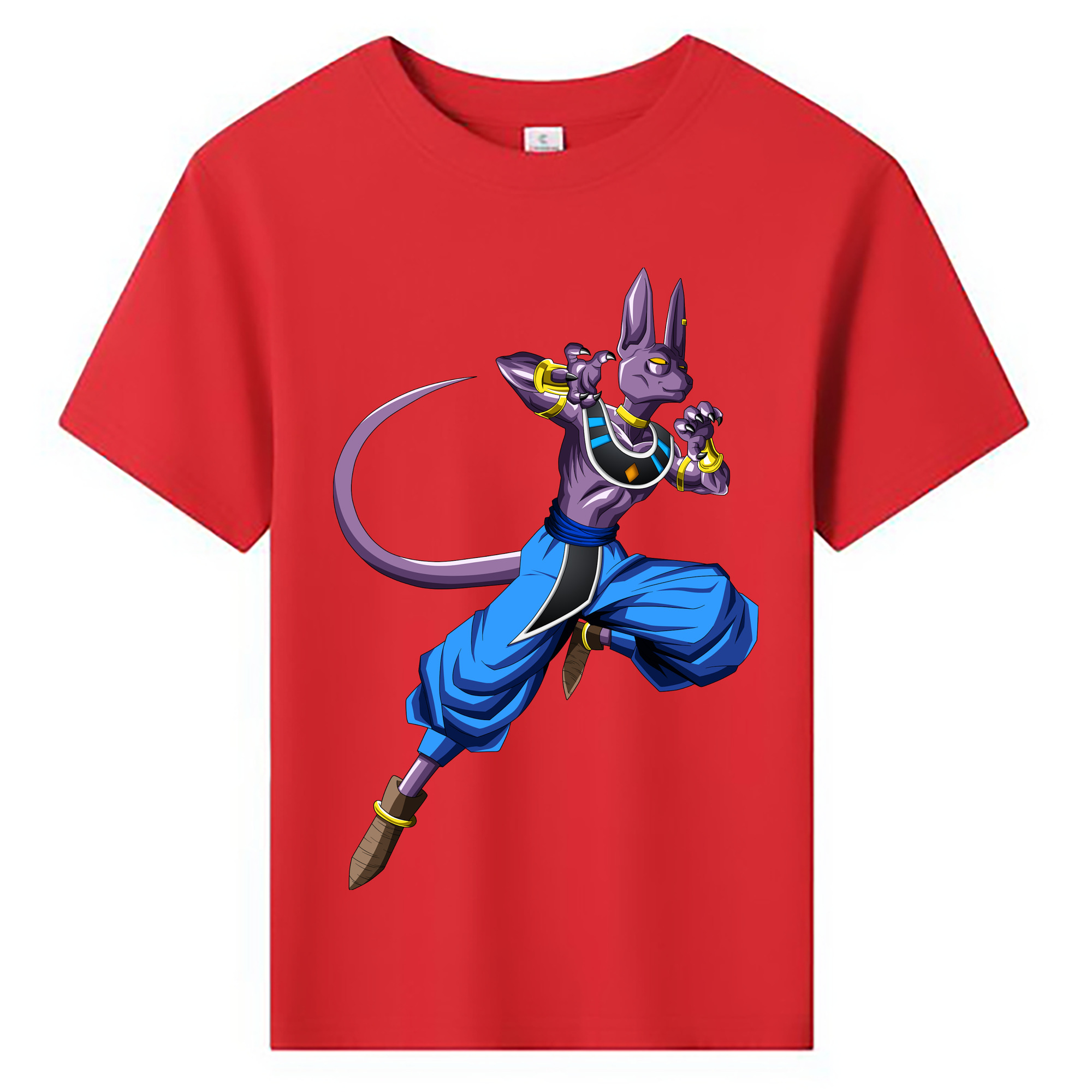 （画像用） ドラゴンボール ビルス 破壊神ビルス DRAGON BALL Beerus Birusu 綿100％キッズTシャツ（フロントプリント）