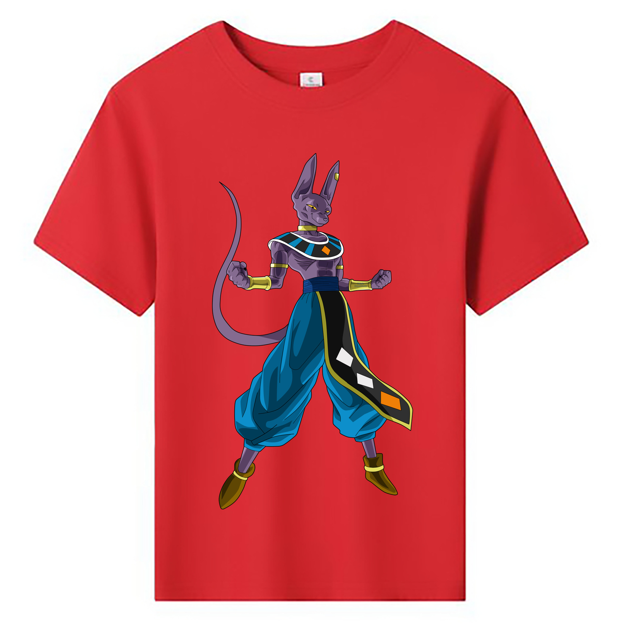 （画像用） ドラゴンボール ビルス 破壊神ビルス DRAGON BALL Beerus Birusu 綿100％キッズTシャツ（フロントプリント）