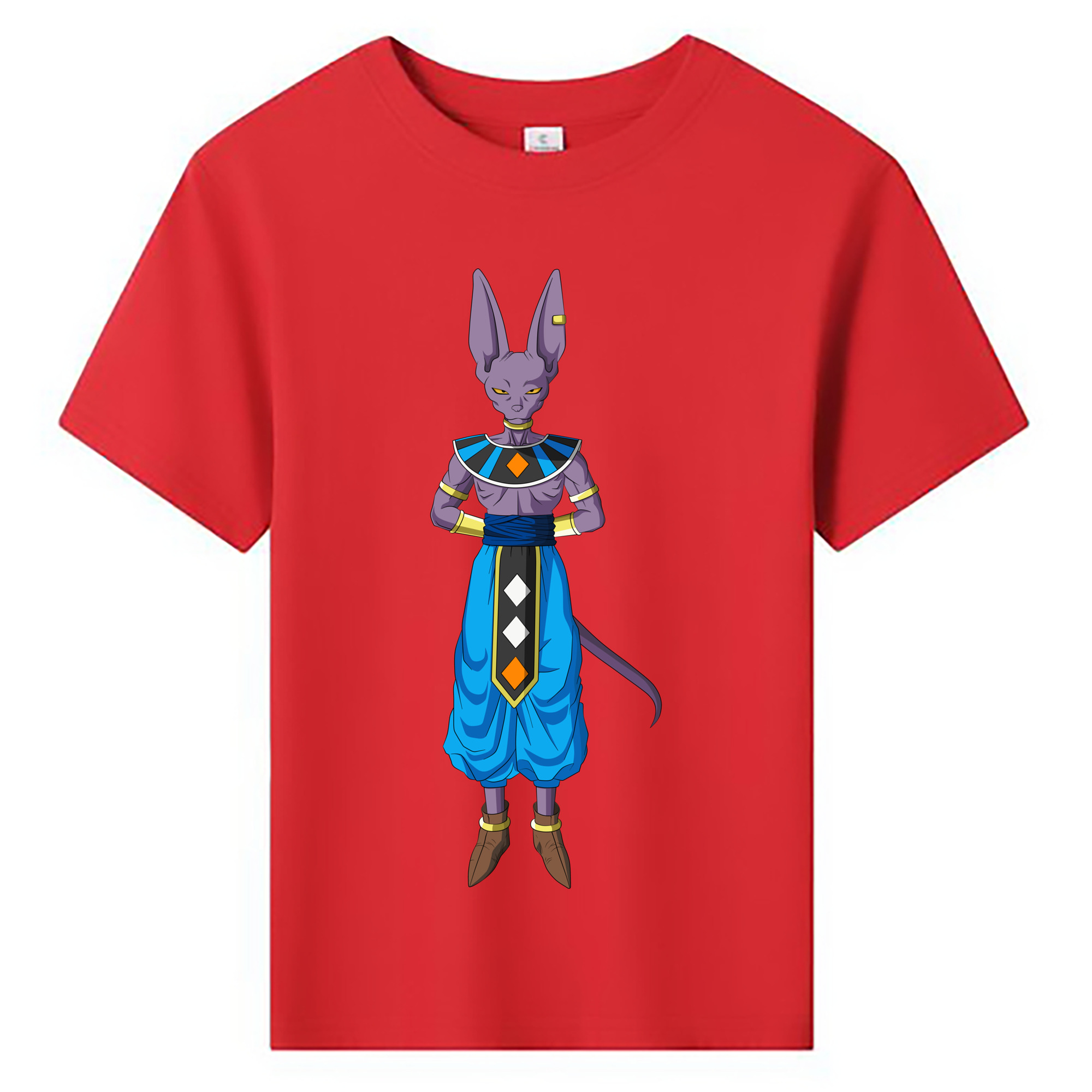 （画像用） ドラゴンボール ビルス 破壊神ビルス DRAGON BALL Beerus Birusu 綿100％キッズTシャツ（フロントプリント）