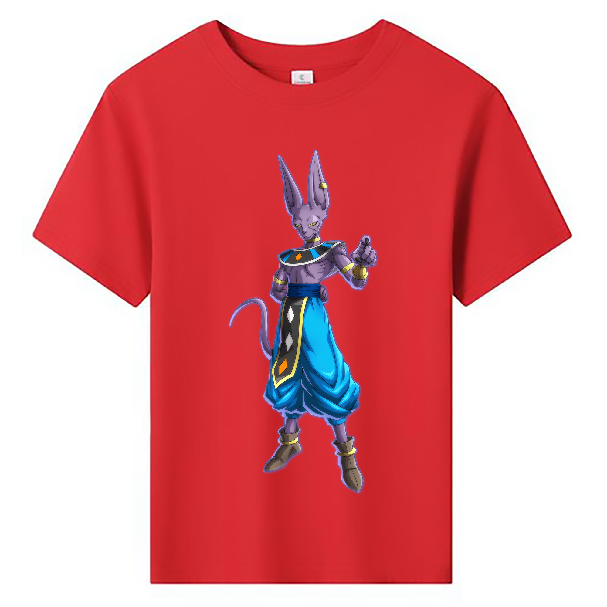 （画像用） ドラゴンボール ビルス 破壊神ビルス DRAGON BALL Beerus Birusu 綿100％キッズTシャツ（フロントプリント）