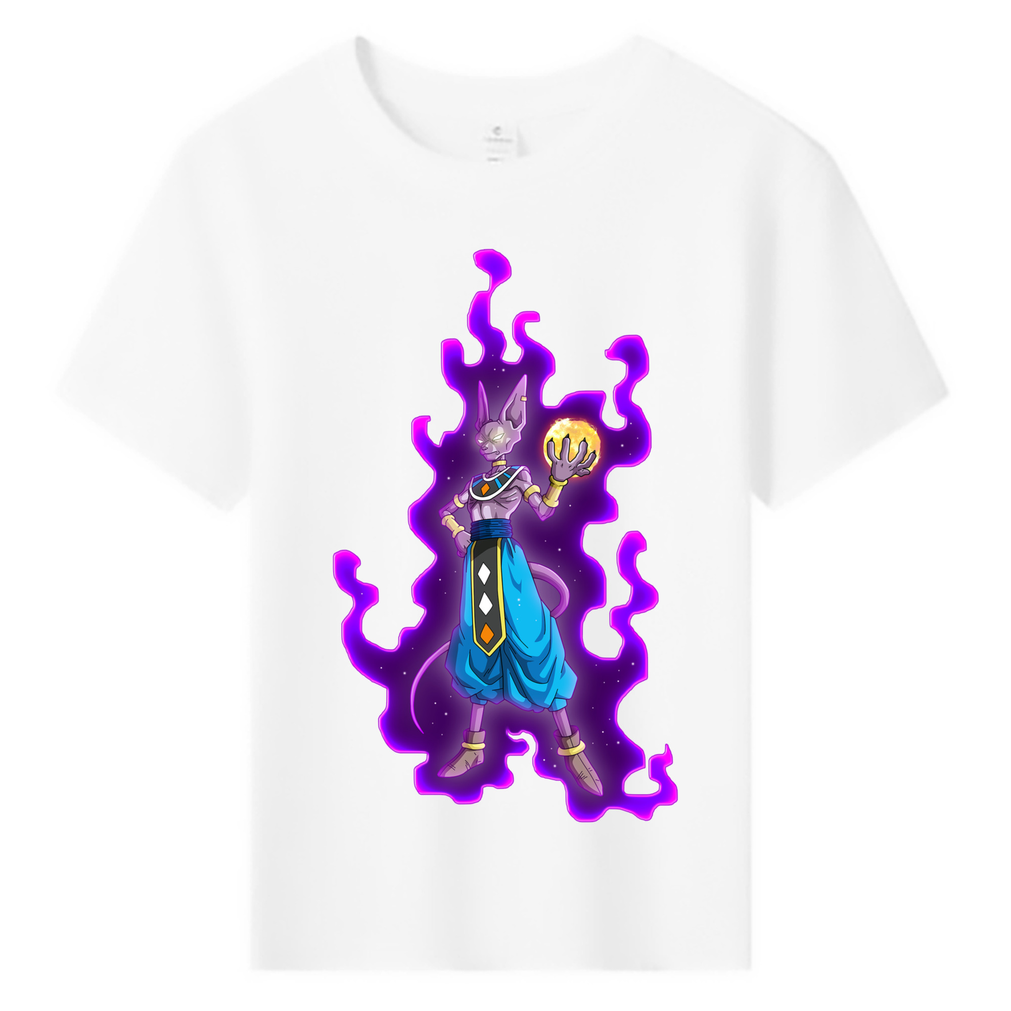 （画像用） ドラゴンボール ビルス 破壊神ビルス DRAGON BALL Beerus Birusu 綿100％キッズTシャツ（フロントプリント）