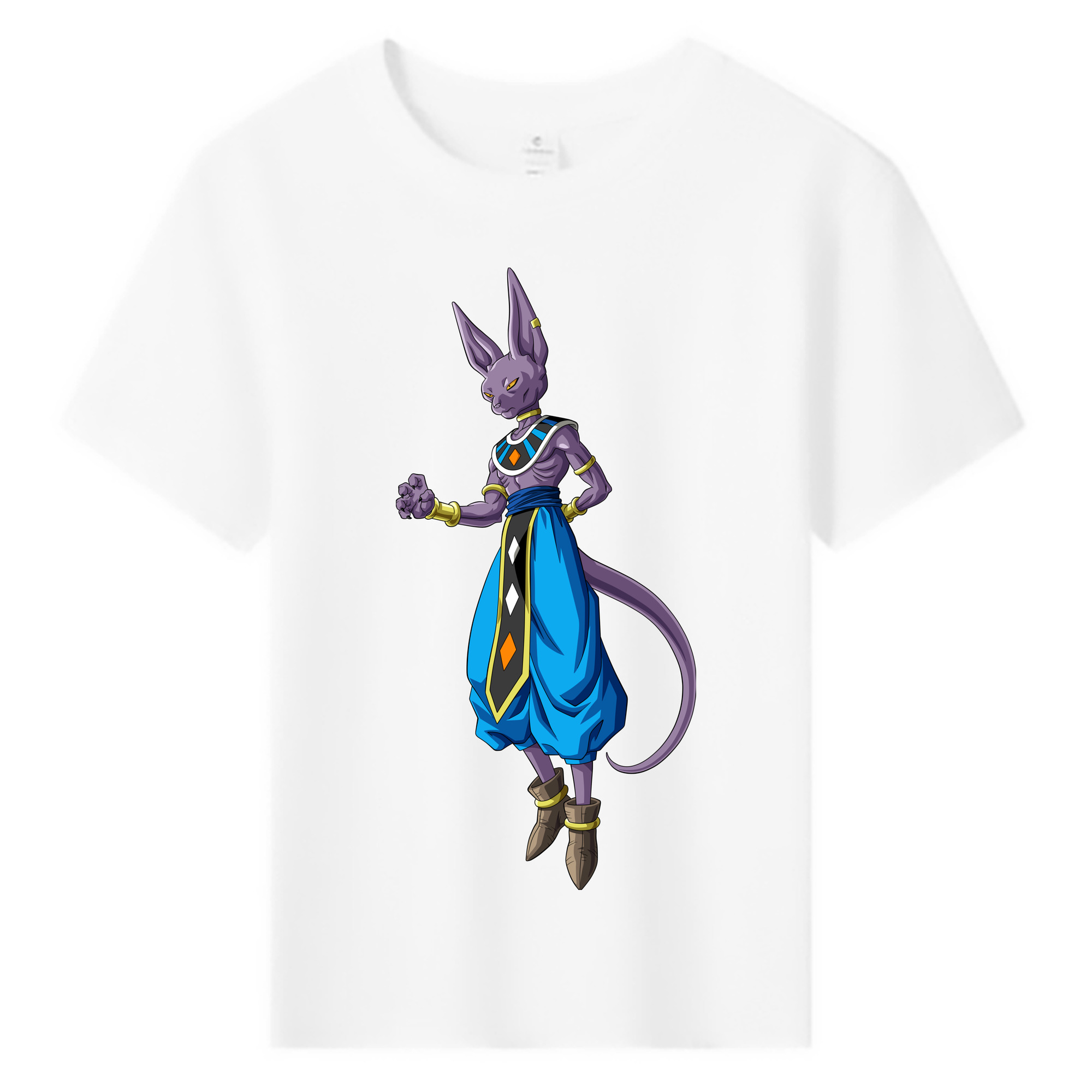 （画像用） ドラゴンボール ビルス 破壊神ビルス DRAGON BALL Beerus Birusu 綿100％キッズTシャツ（フロントプリント）