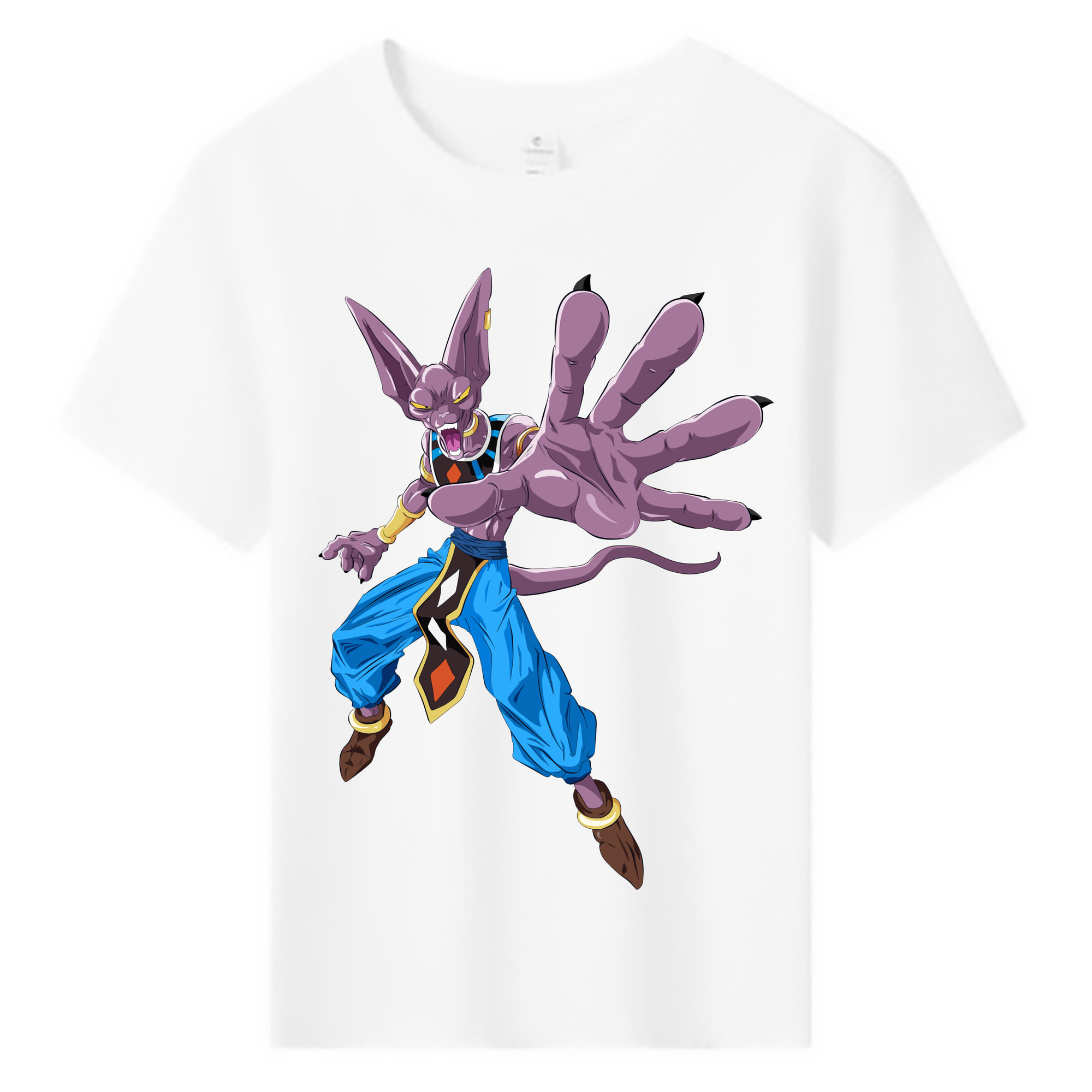 （画像用） ドラゴンボール ビルス 破壊神ビルス DRAGON BALL Beerus Birusu 綿100％キッズTシャツ（フロントプリント）