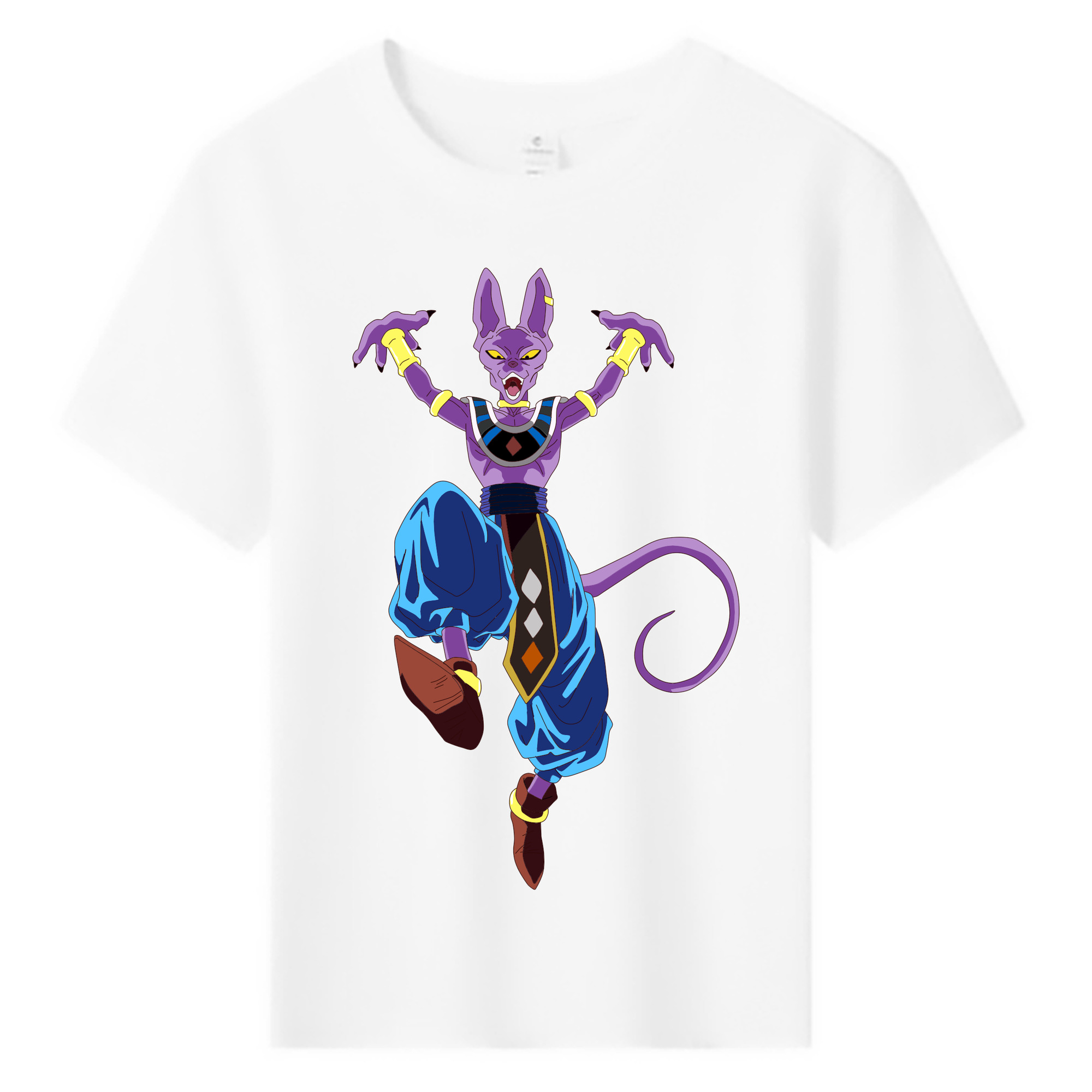 （画像用） ドラゴンボール ビルス 破壊神ビルス DRAGON BALL Beerus Birusu 綿100％キッズTシャツ（フロントプリント）