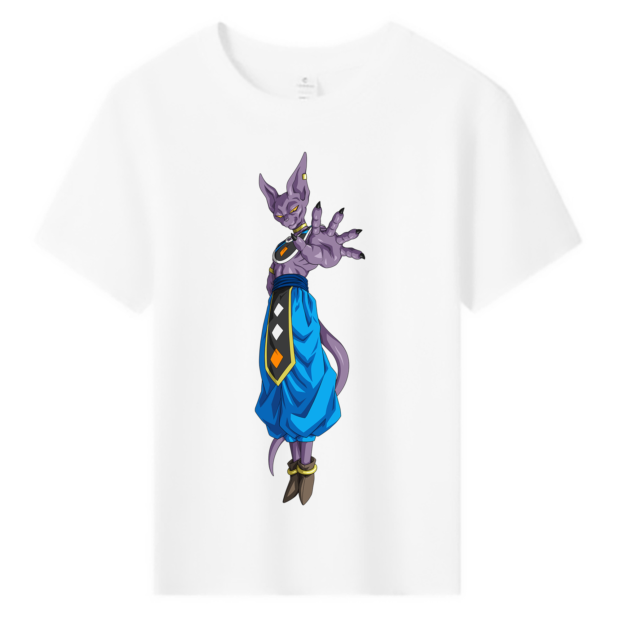 （画像用） ドラゴンボール ビルス 破壊神ビルス DRAGON BALL Beerus Birusu 綿100％キッズTシャツ（フロントプリント）