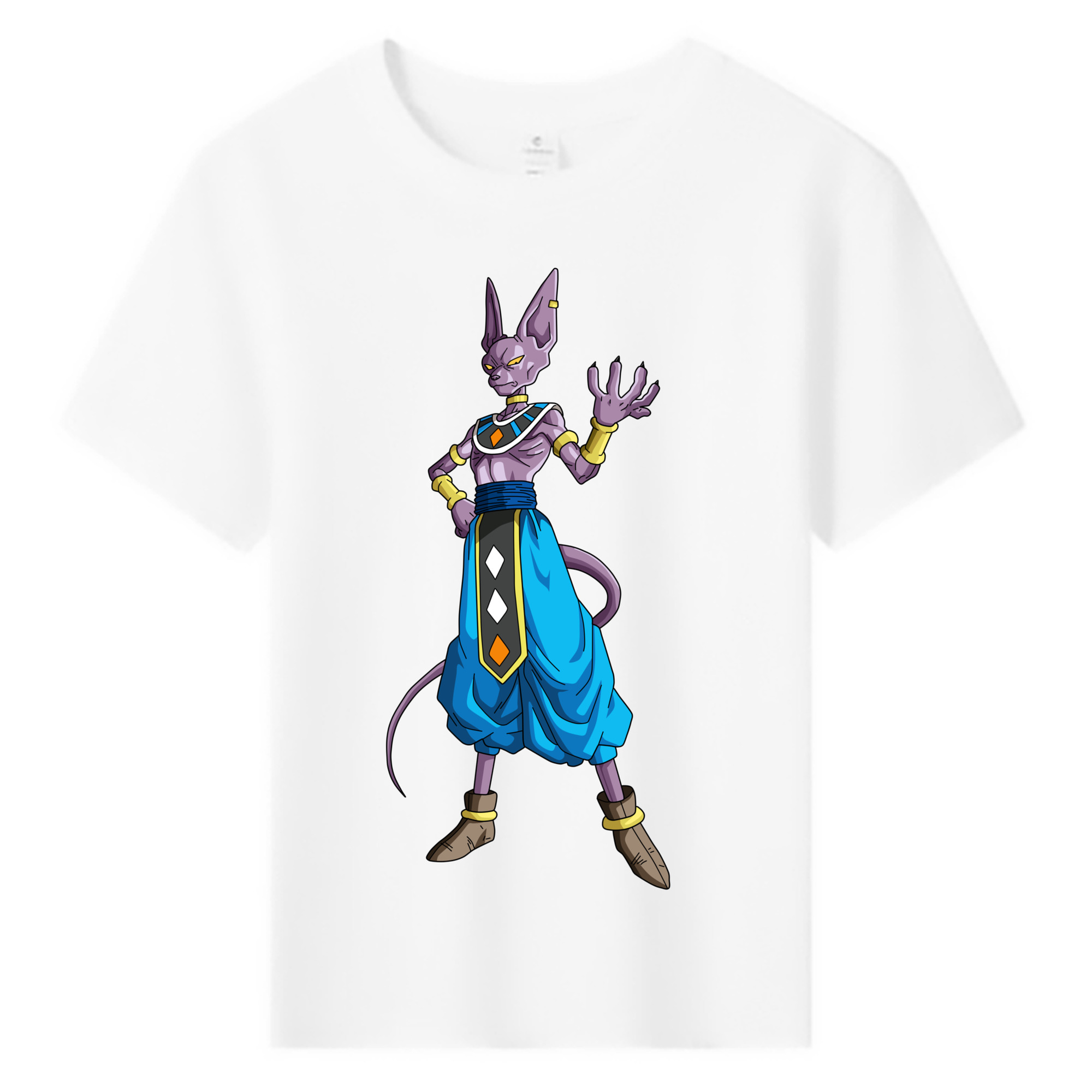 （画像用） ドラゴンボール ビルス 破壊神ビルス DRAGON BALL Beerus Birusu 綿100％キッズTシャツ（フロントプリント）