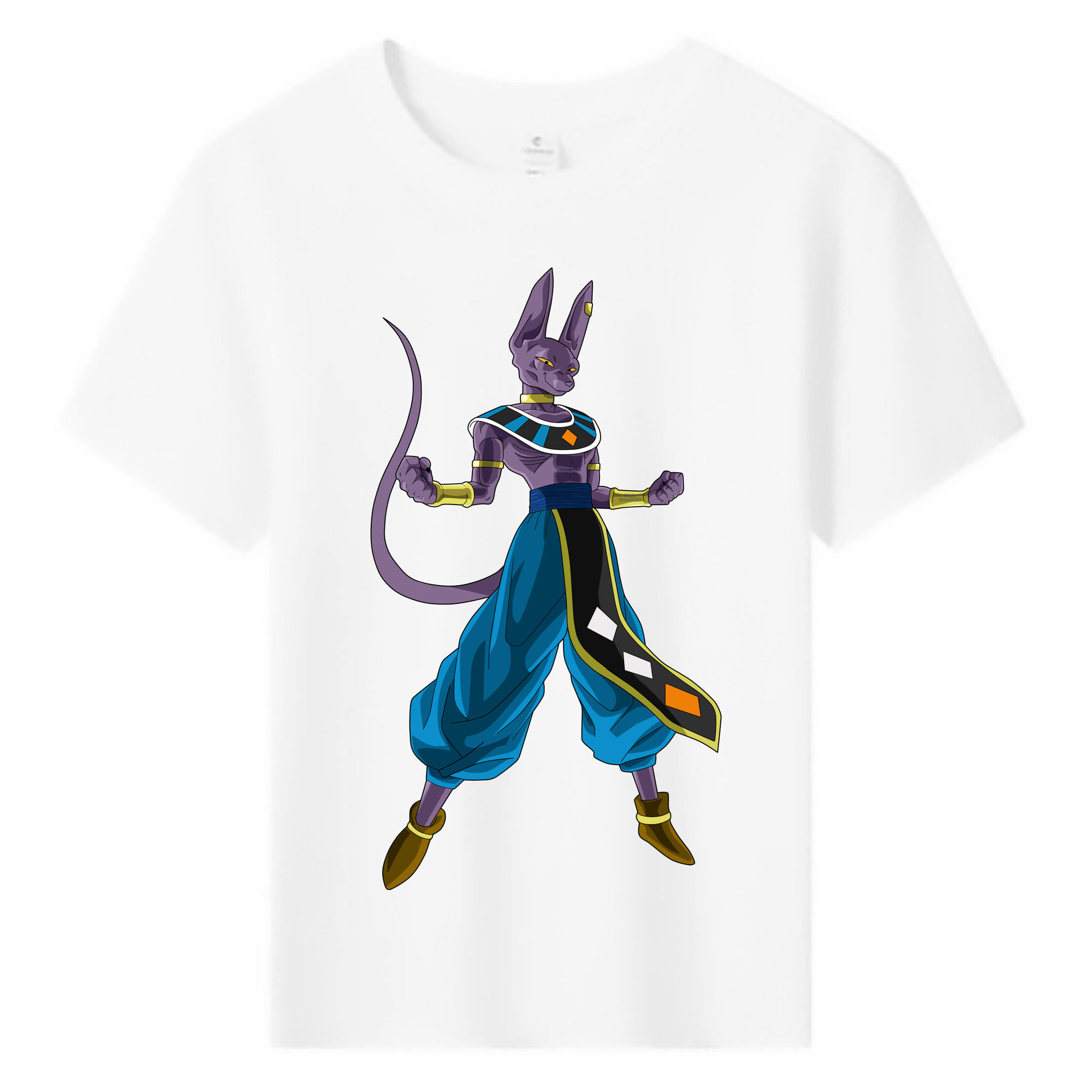 （画像用） ドラゴンボール ビルス 破壊神ビルス DRAGON BALL Beerus Birusu 綿100％キッズTシャツ（フロントプリント）