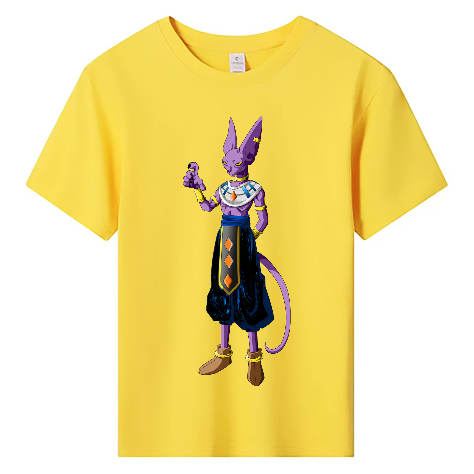 （画像用） ドラゴンボール ビルス 破壊神ビルス DRAGON BALL Beerus Birusu 綿100％キッズTシャツ（フロントプリント）