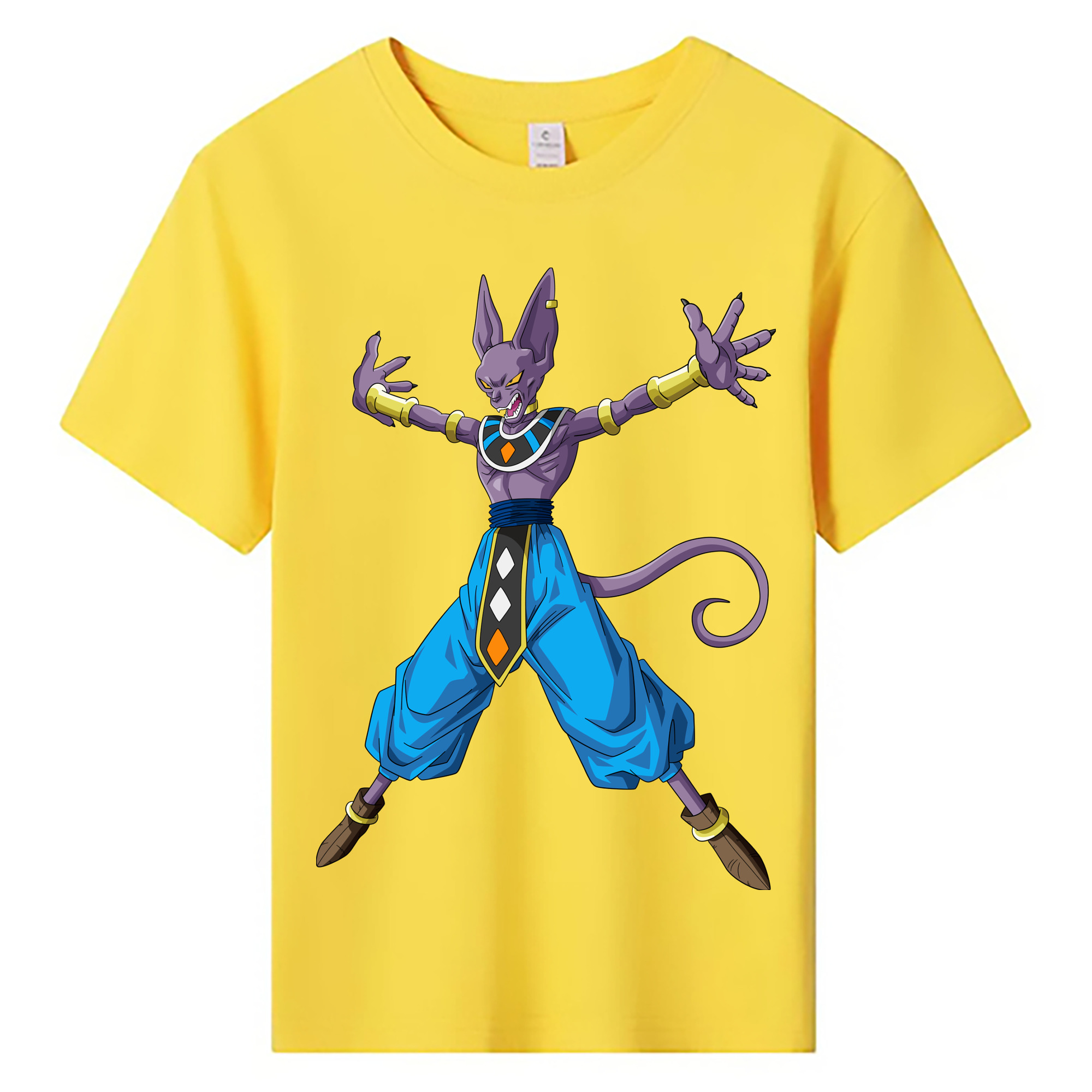 （画像用） ドラゴンボール ビルス 破壊神ビルス DRAGON BALL Beerus Birusu 綿100％キッズTシャツ（フロントプリント）