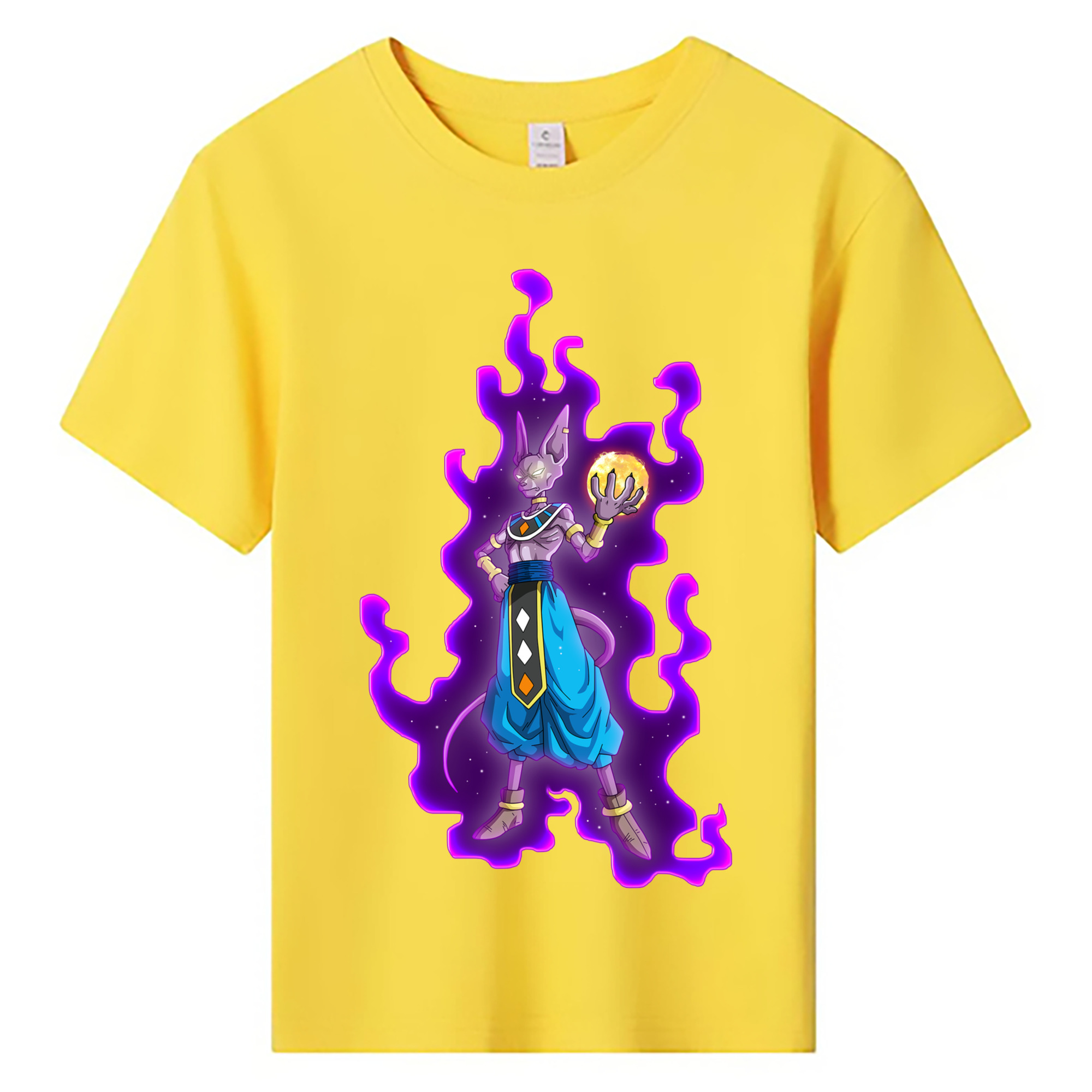 （画像用） ドラゴンボール ビルス 破壊神ビルス DRAGON BALL Beerus Birusu 綿100％キッズTシャツ（フロントプリント）