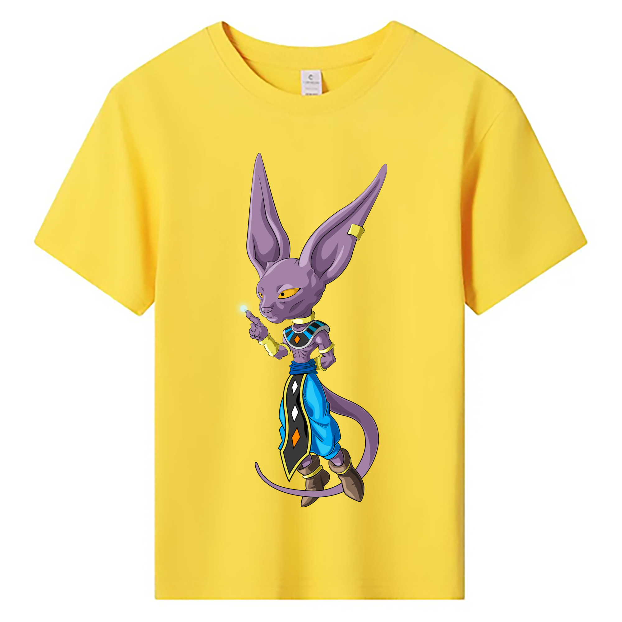 （画像用） ドラゴンボール ビルス 破壊神ビルス DRAGON BALL Beerus Birusu 綿100％キッズTシャツ（フロントプリント）