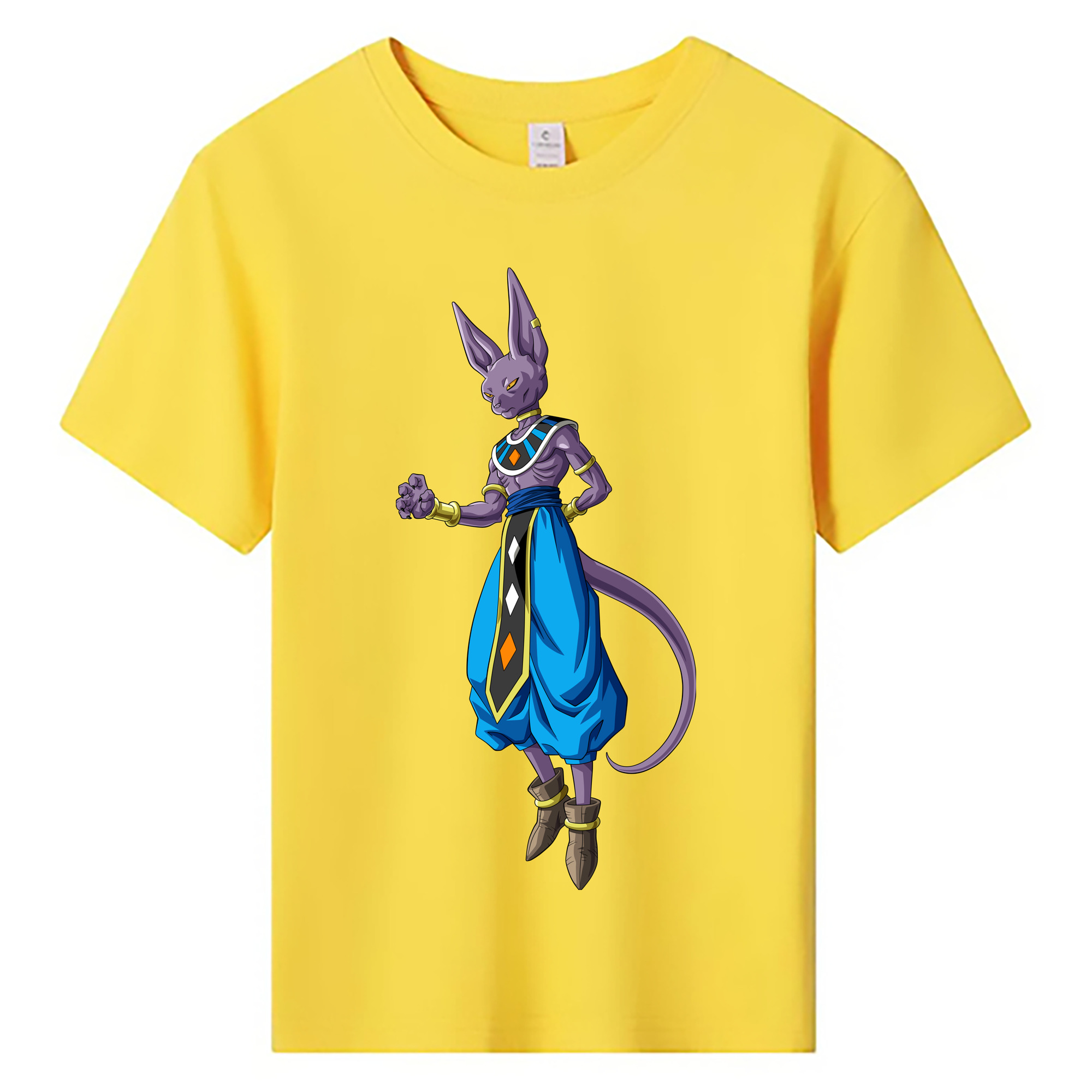 （画像用） ドラゴンボール ビルス 破壊神ビルス DRAGON BALL Beerus Birusu 綿100％キッズTシャツ（フロントプリント）