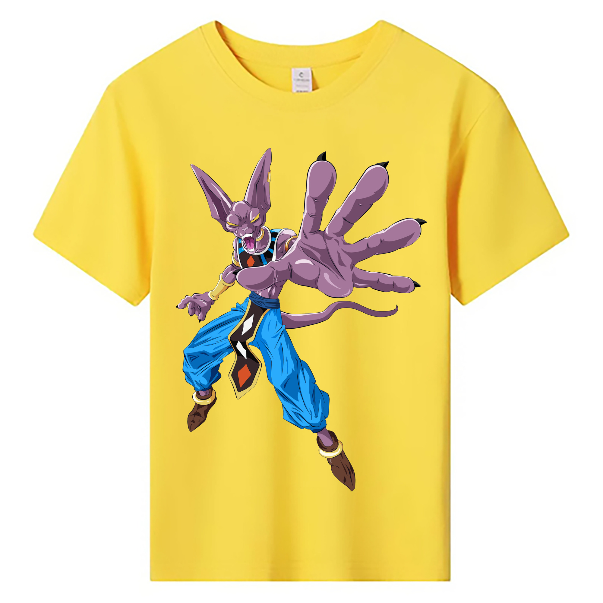 （画像用） ドラゴンボール ビルス 破壊神ビルス DRAGON BALL Beerus Birusu 綿100％キッズTシャツ（フロントプリント）