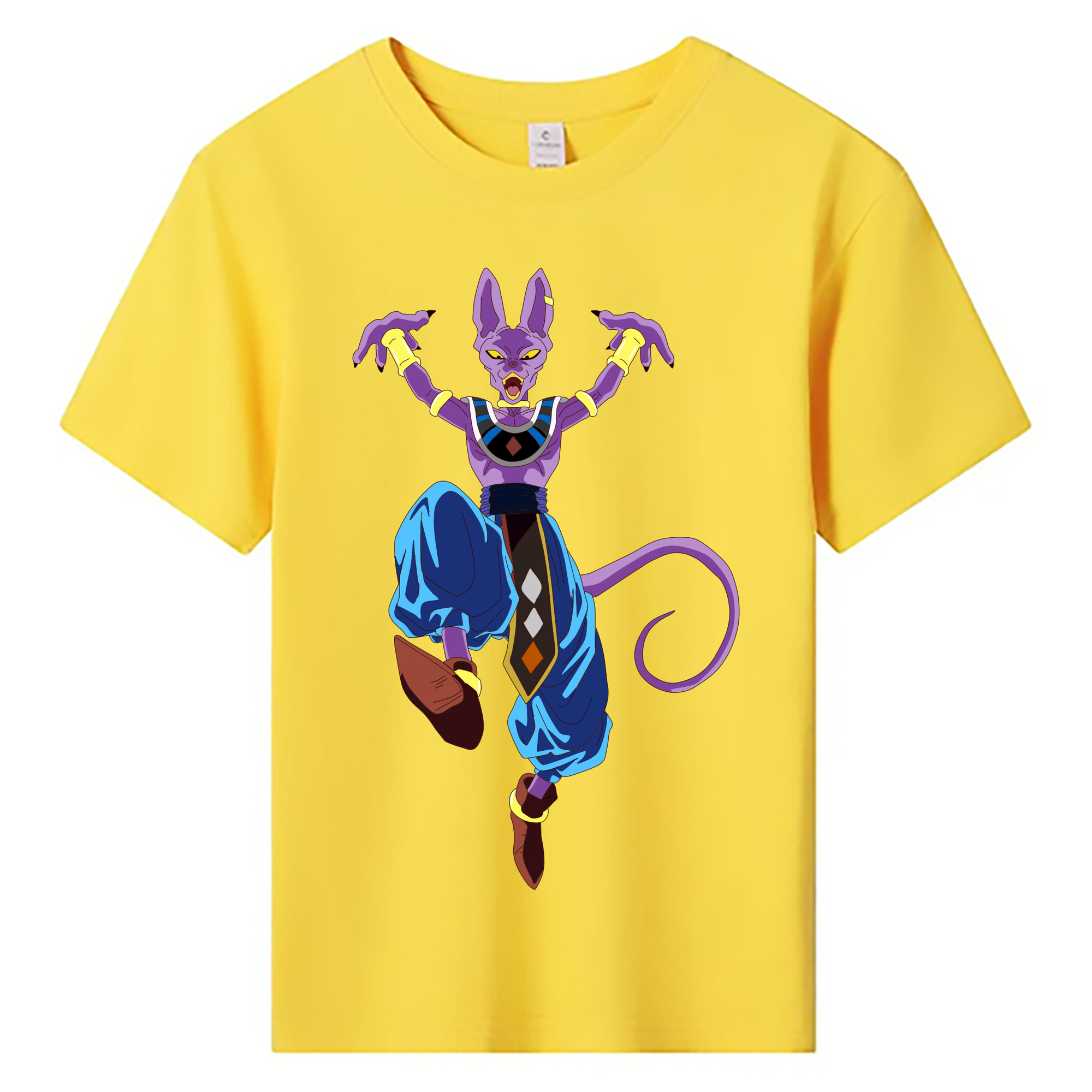 （画像用） ドラゴンボール ビルス 破壊神ビルス DRAGON BALL Beerus Birusu 綿100％キッズTシャツ（フロントプリント）