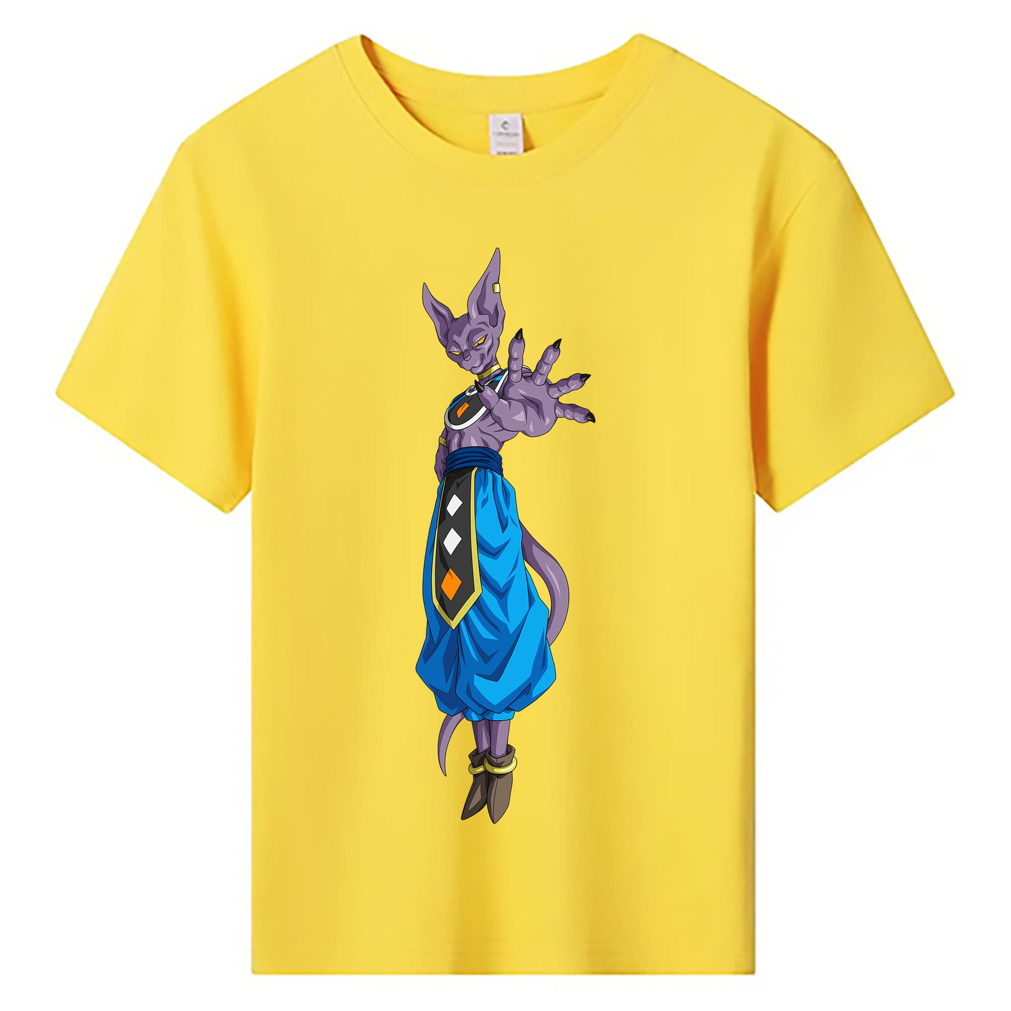 （画像用） ドラゴンボール ビルス 破壊神ビルス DRAGON BALL Beerus Birusu 綿100％キッズTシャツ（フロントプリント）