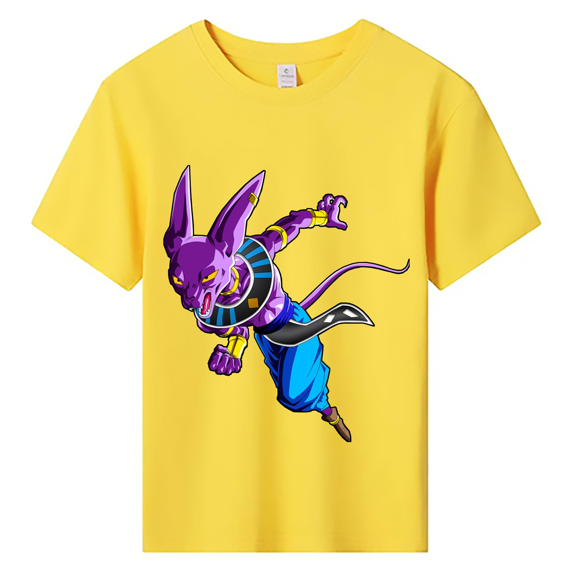 （画像用） ドラゴンボール ビルス 破壊神ビルス DRAGON BALL Beerus Birusu 綿100％キッズTシャツ（フロントプリント）