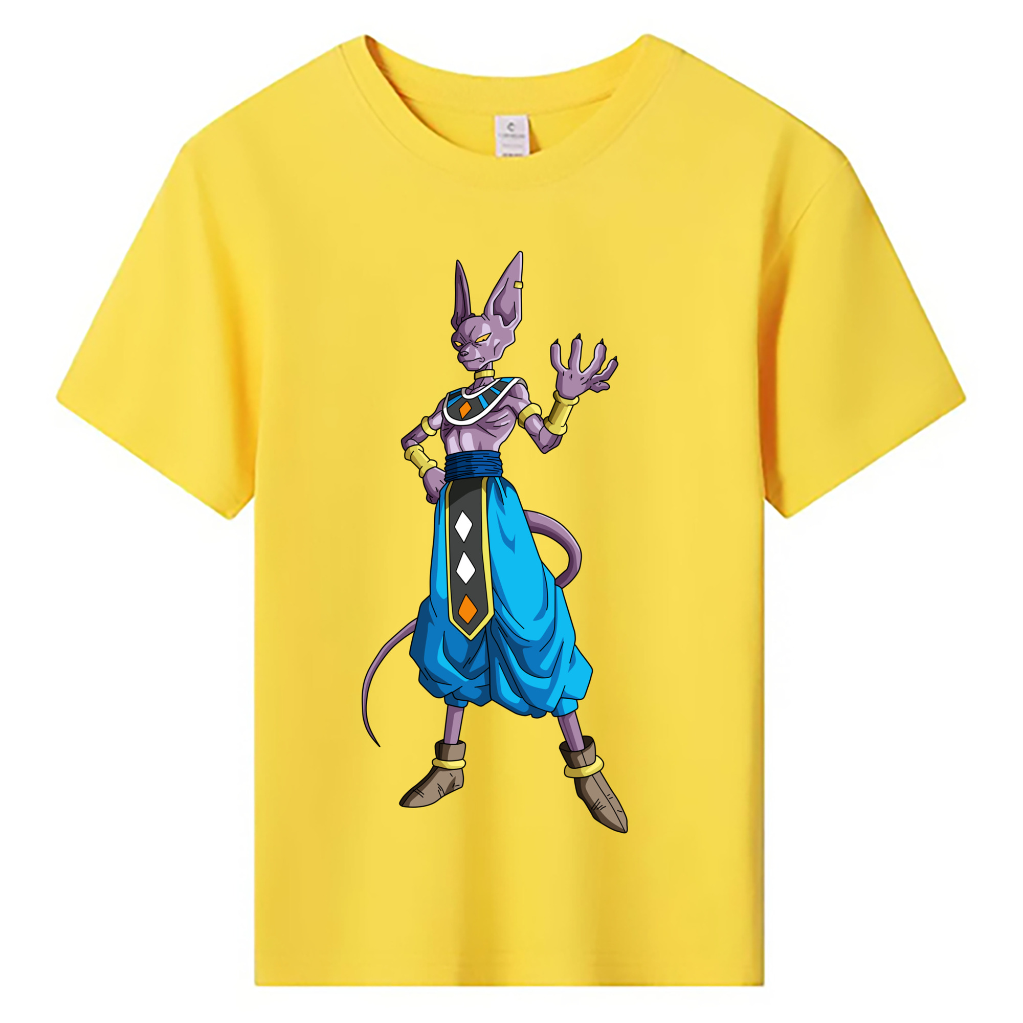 （画像用） ドラゴンボール ビルス 破壊神ビルス DRAGON BALL Beerus Birusu 綿100％キッズTシャツ（フロントプリント）