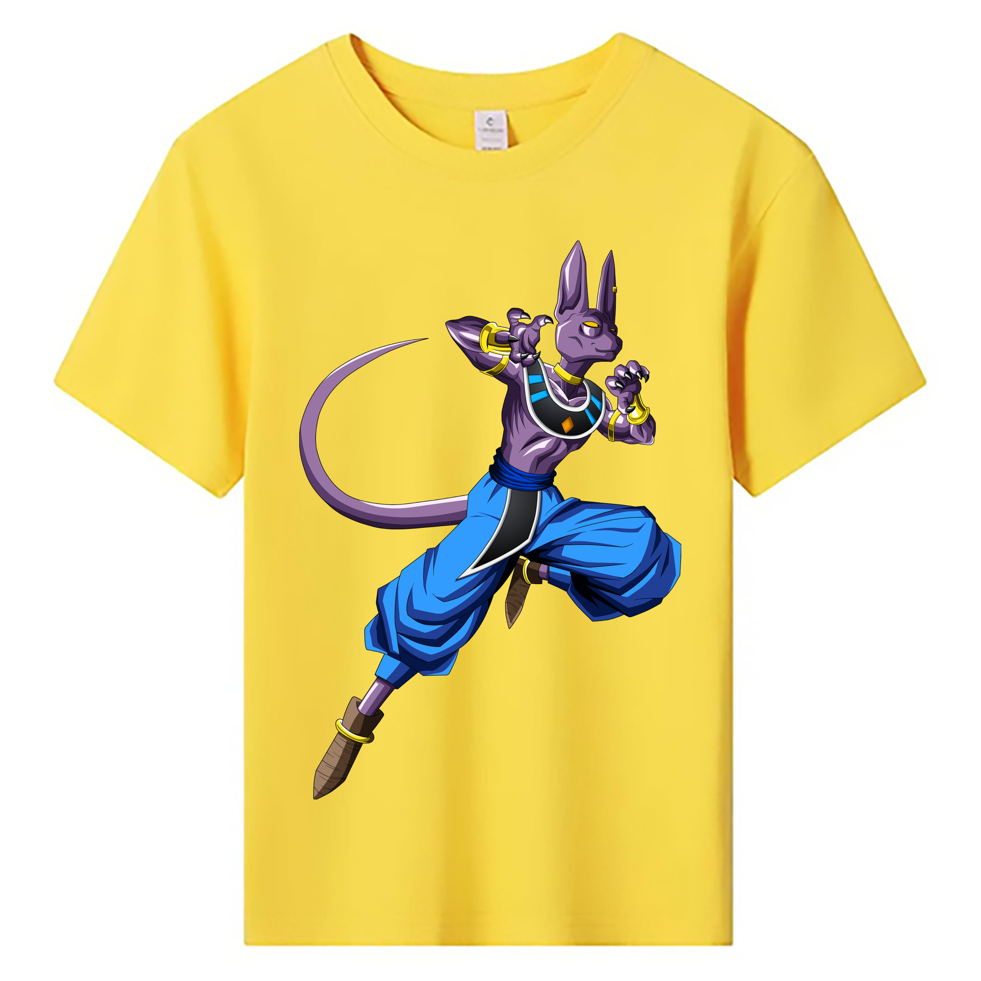（画像用） ドラゴンボール ビルス 破壊神ビルス DRAGON BALL Beerus Birusu 綿100％キッズTシャツ（フロントプリント）