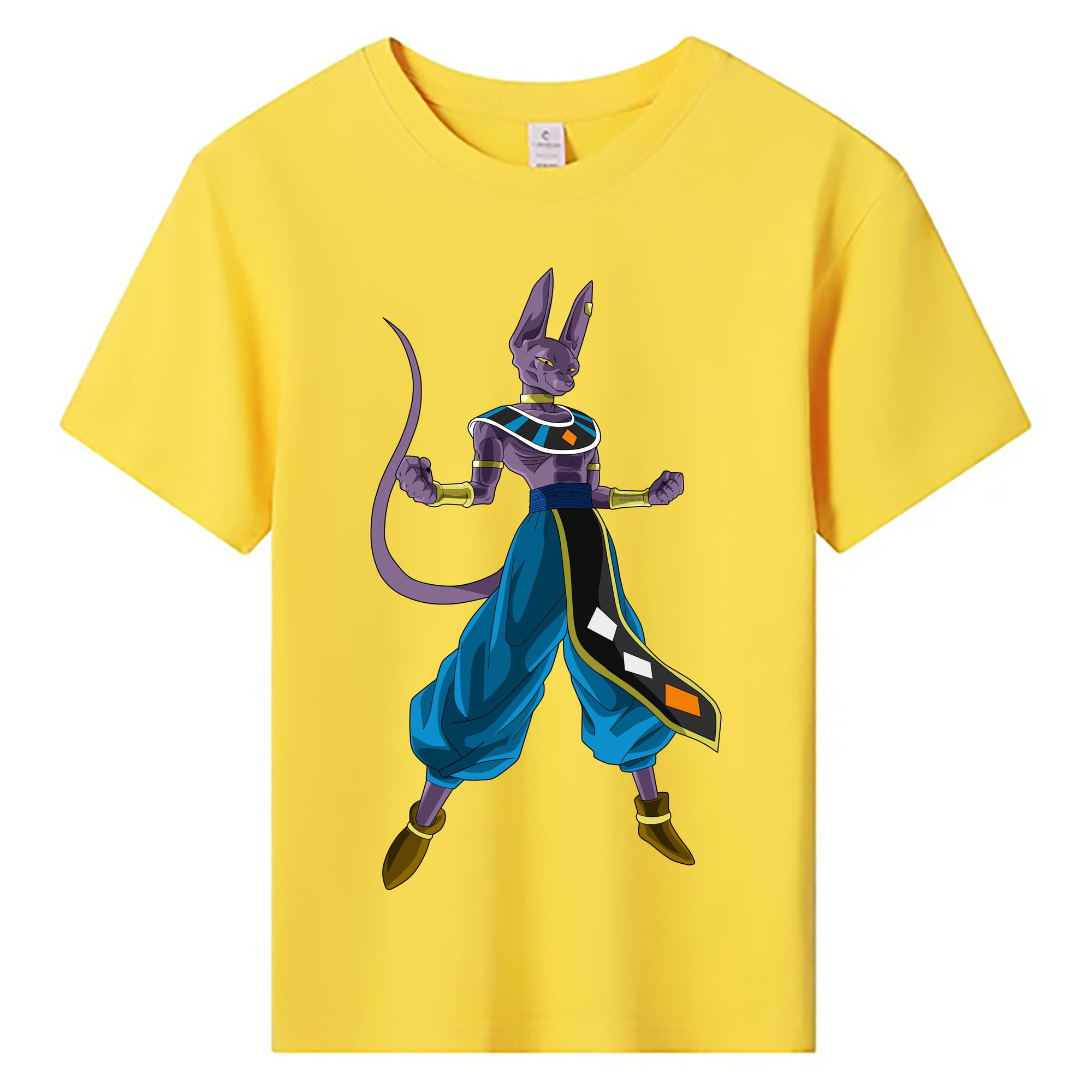 （画像用） ドラゴンボール ビルス 破壊神ビルス DRAGON BALL Beerus Birusu 綿100％キッズTシャツ（フロントプリント）