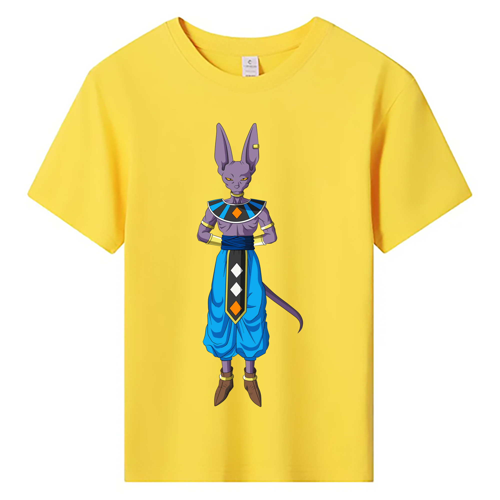 （画像用） ドラゴンボール ビルス 破壊神ビルス DRAGON BALL Beerus Birusu 綿100％キッズTシャツ（フロントプリント）