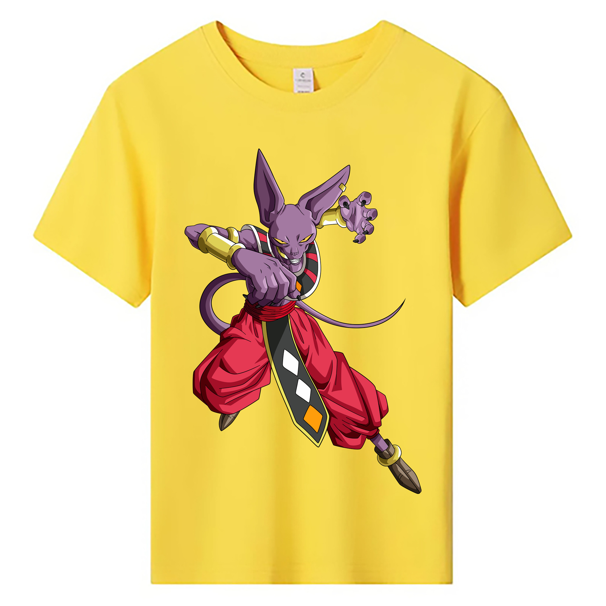 （画像用） ドラゴンボール ビルス 破壊神ビルス DRAGON BALL Beerus Birusu 綿100％キッズTシャツ（フロントプリント）