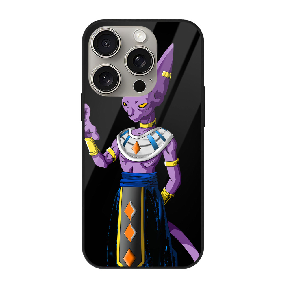 （画像用） ドラゴンボール ビルス 破壊神ビルス DRAGON BALL Beerus Birusu 【iPhone15Pro対応】スマホケース 耐衝撃＆黄変防止 背面ガラス
