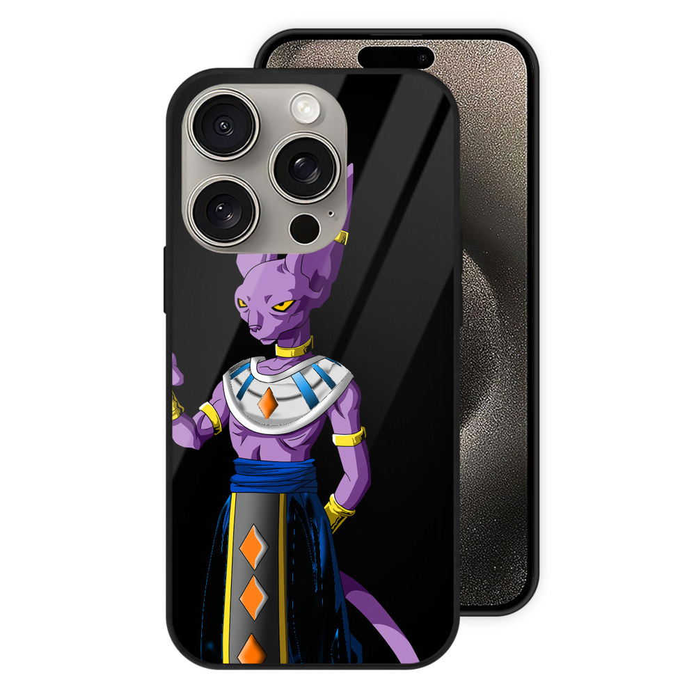 （画像用） ドラゴンボール ビルス 破壊神ビルス DRAGON BALL Beerus Birusu 【iPhone15Pro対応】スマホケース 耐衝撃＆黄変防止 背面ガラス