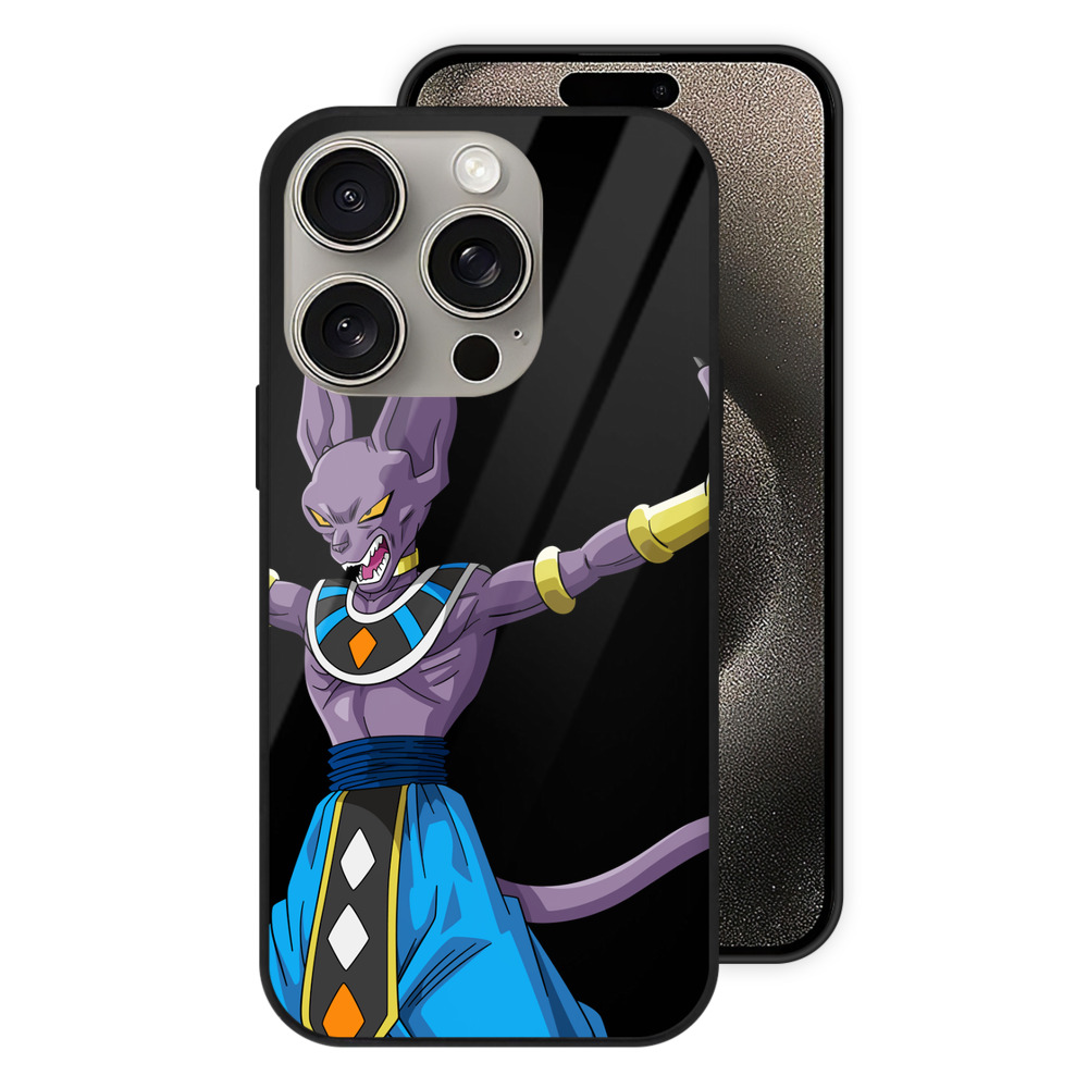 （画像用） ドラゴンボール ビルス 破壊神ビルス DRAGON BALL Beerus Birusu 【iPhone15Pro対応】スマホケース 耐衝撃＆黄変防止 背面ガラス