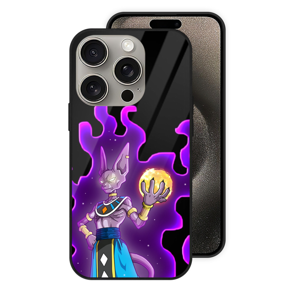（画像用） ドラゴンボール ビルス 破壊神ビルス DRAGON BALL Beerus Birusu 【iPhone15Pro対応】スマホケース 耐衝撃＆黄変防止 背面ガラス