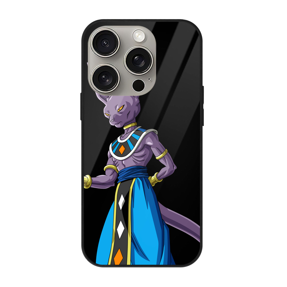（画像用） ドラゴンボール ビルス 破壊神ビルス DRAGON BALL Beerus Birusu 【iPhone15Pro対応】スマホケース 耐衝撃＆黄変防止 背面ガラス
