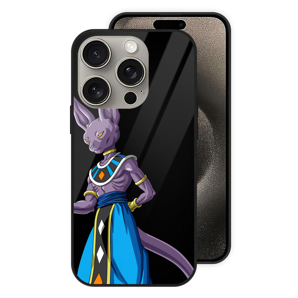 （画像用） ドラゴンボール ビルス 破壊神ビルス DRAGON BALL Beerus Birusu 【iPhone15Pro対応】スマホケース 耐衝撃＆黄変防止 背面ガラス