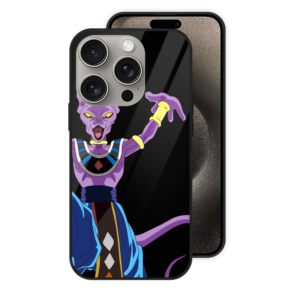 （画像用） ドラゴンボール ビルス 破壊神ビルス DRAGON BALL Beerus Birusu 【iPhone15Pro対応】スマホケース 耐衝撃＆黄変防止 背面ガラス