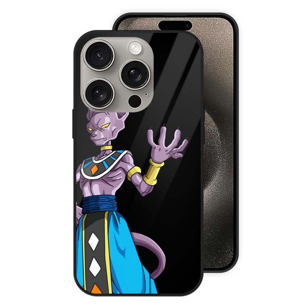 （画像用） ドラゴンボール ビルス 破壊神ビルス DRAGON BALL Beerus Birusu 【iPhone15Pro対応】スマホケース 耐衝撃＆黄変防止 背面ガラス