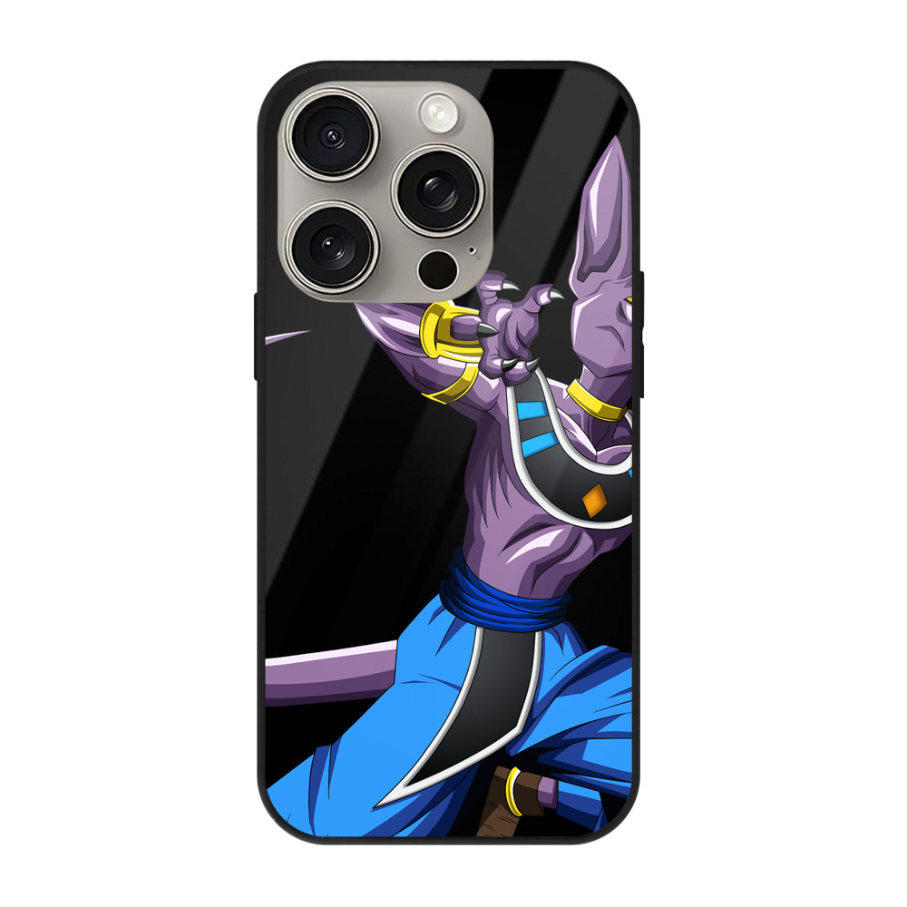 （画像用） ドラゴンボール ビルス 破壊神ビルス DRAGON BALL Beerus Birusu 【iPhone15Pro対応】スマホケース 耐衝撃＆黄変防止 背面ガラス
