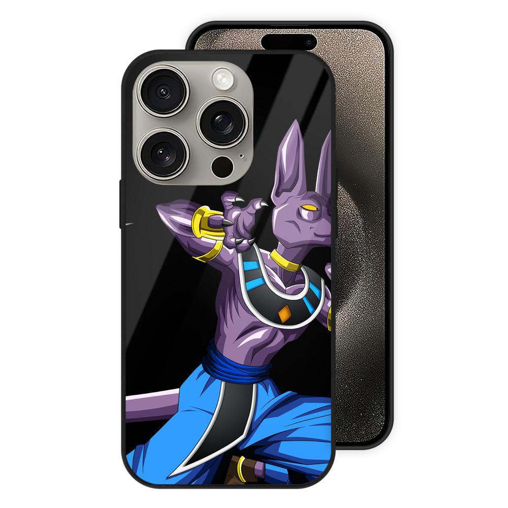 ドラゴンボール ビルス 破壊神ビルス DRAGON BALL Beerus Birusu 【iPhone15Pro対応】スマホケース 耐衝撃＆黄変防止 背面ガラス