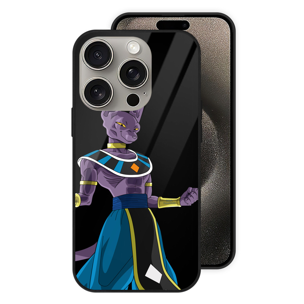（画像用） ドラゴンボール ビルス 破壊神ビルス DRAGON BALL Beerus Birusu 【iPhone15Pro対応】スマホケース 耐衝撃＆黄変防止 背面ガラス