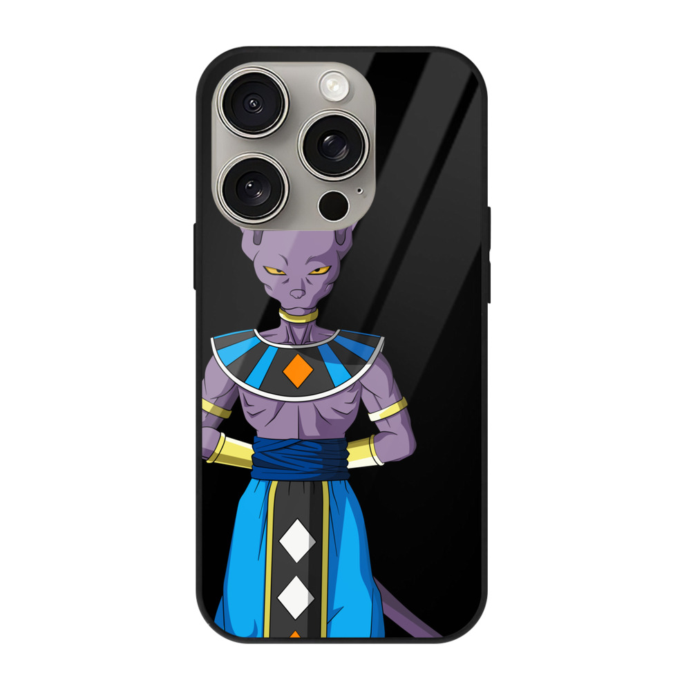 （画像用） ドラゴンボール ビルス 破壊神ビルス DRAGON BALL Beerus Birusu 【iPhone15Pro対応】スマホケース 耐衝撃＆黄変防止 背面ガラス
