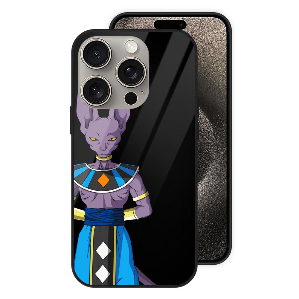 （画像用） ドラゴンボール ビルス 破壊神ビルス DRAGON BALL Beerus Birusu 【iPhone15Pro対応】スマホケース 耐衝撃＆黄変防止 背面ガラス