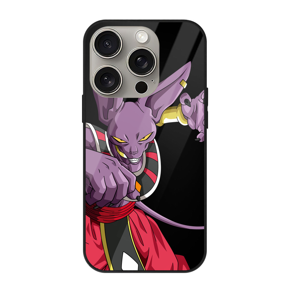 （画像用） ドラゴンボール ビルス 破壊神ビルス DRAGON BALL Beerus Birusu 【iPhone15Pro対応】スマホケース 耐衝撃＆黄変防止 背面ガラス