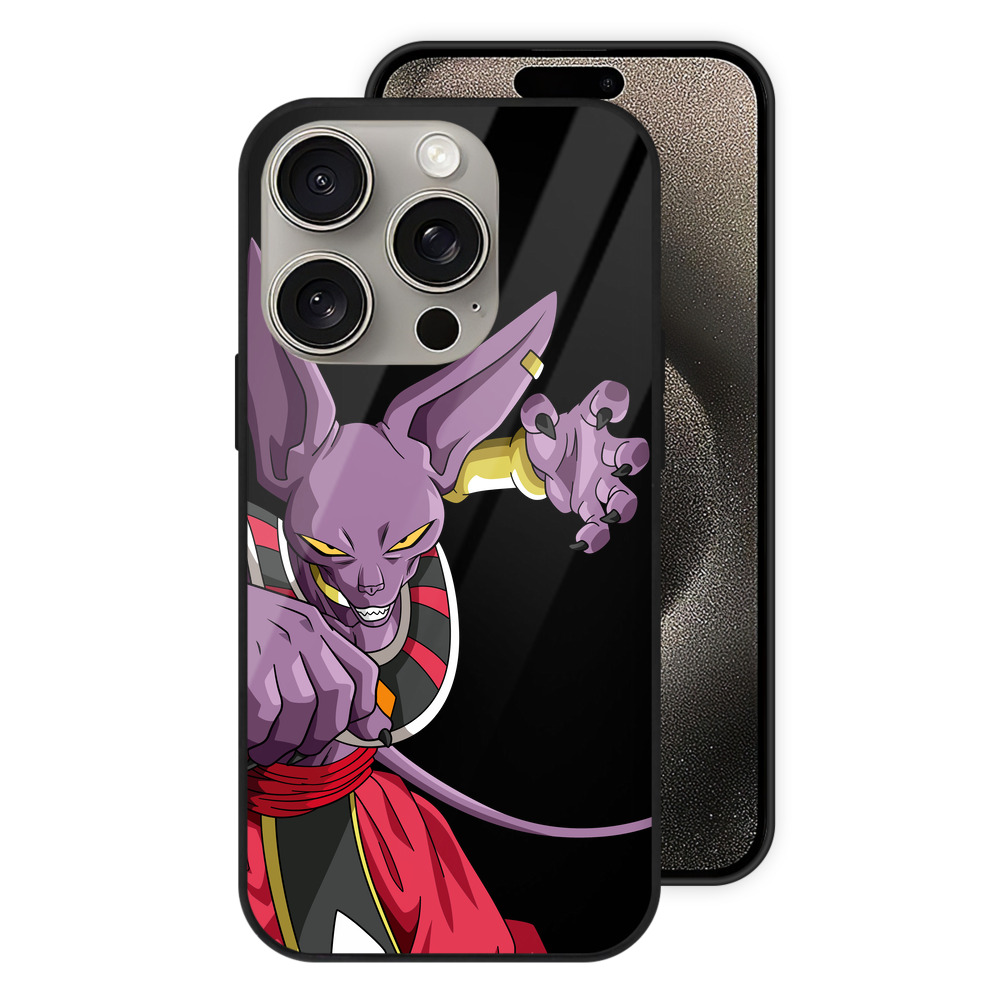 （画像用） ドラゴンボール ビルス 破壊神ビルス DRAGON BALL Beerus Birusu 【iPhone15Pro対応】スマホケース 耐衝撃＆黄変防止 背面ガラス