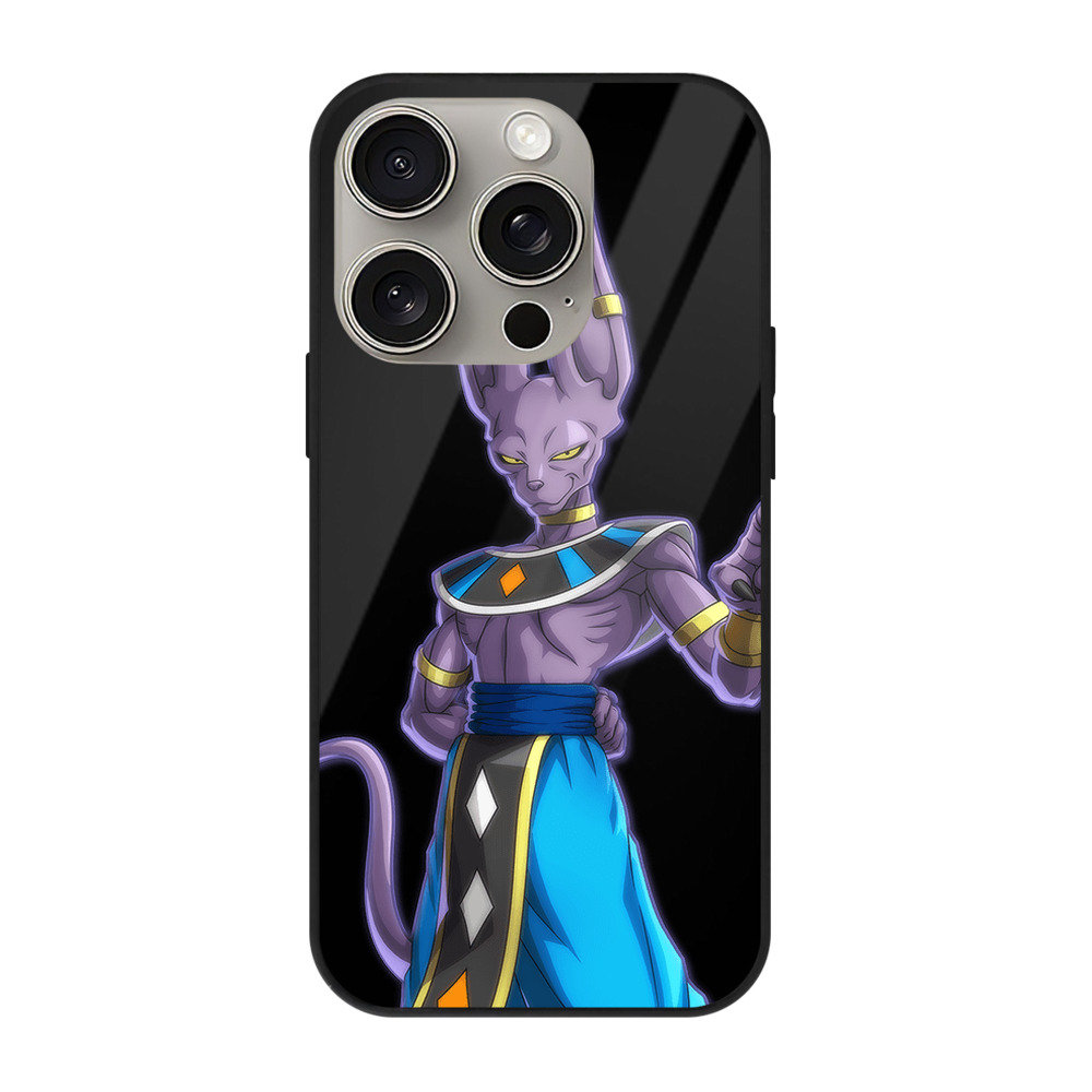 （画像用） ドラゴンボール ビルス 破壊神ビルス DRAGON BALL Beerus Birusu 【iPhone15Pro対応】スマホケース 耐衝撃＆黄変防止 背面ガラス