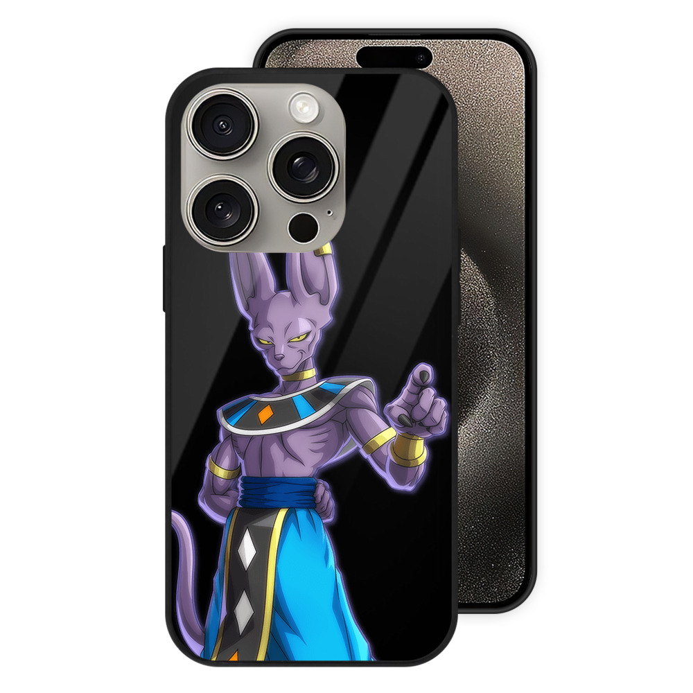（画像用） ドラゴンボール ビルス 破壊神ビルス DRAGON BALL Beerus Birusu 【iPhone15Pro対応】スマホケース 耐衝撃＆黄変防止 背面ガラス