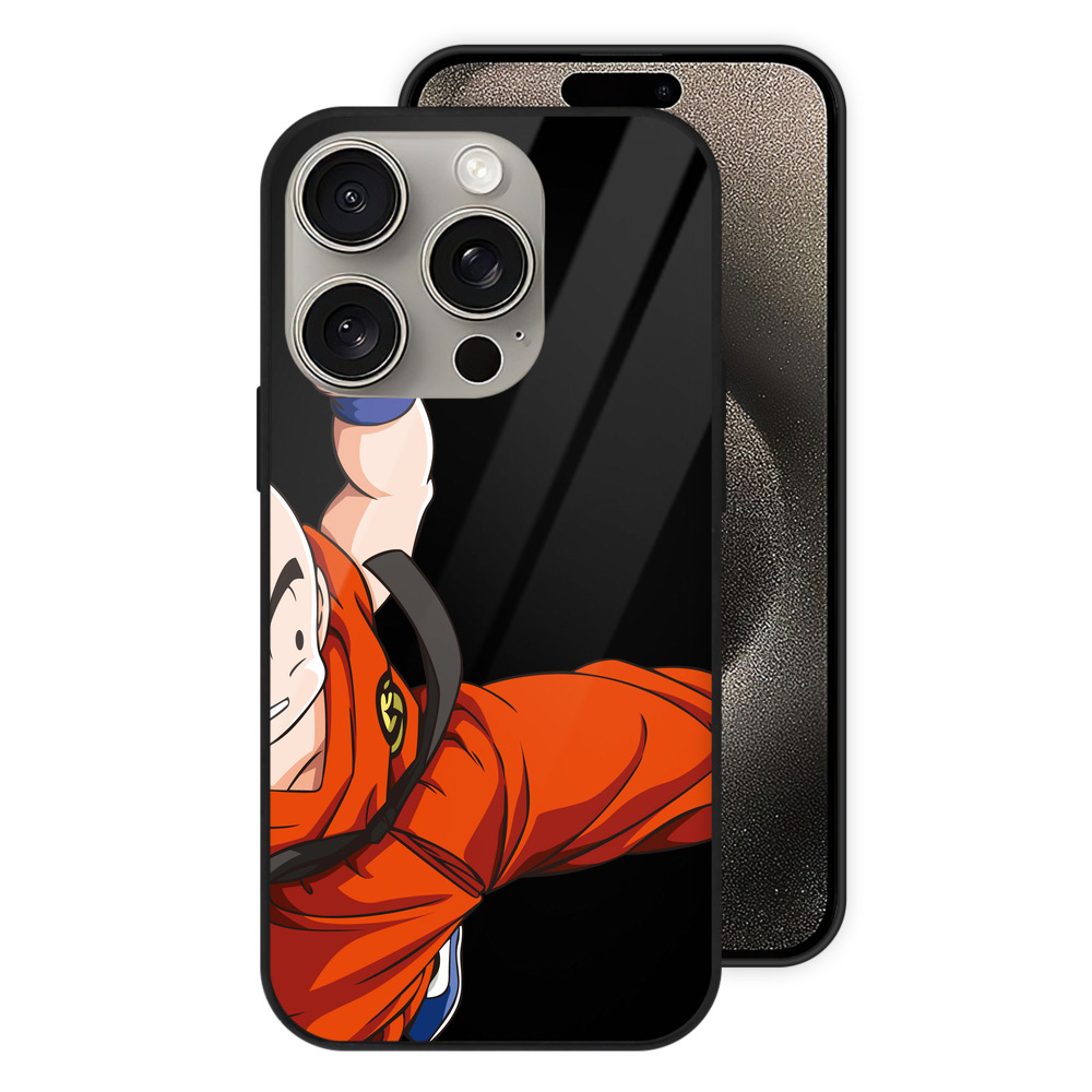 （画像用） ドラゴンボール クリリン DRAGON BALL krillin 【iPhone15Pro対応】スマホケース 耐衝撃＆黄変防止 背面ガラス
