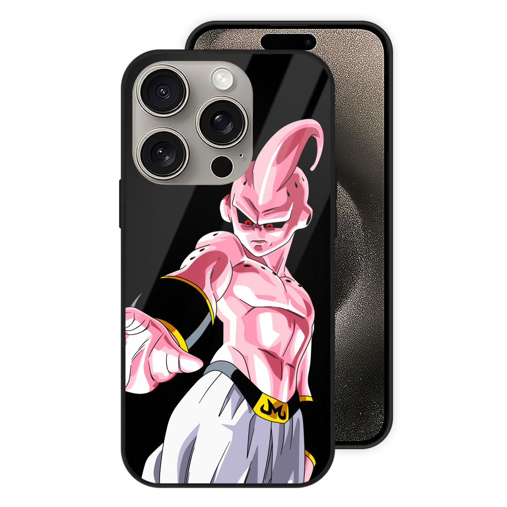 （画像用） ドラゴンボール 魔人ブウ DRAGON BALL Majin Buu 【iPhone15Pro対応】スマホケース 耐衝撃＆黄変防止 背面ガラス