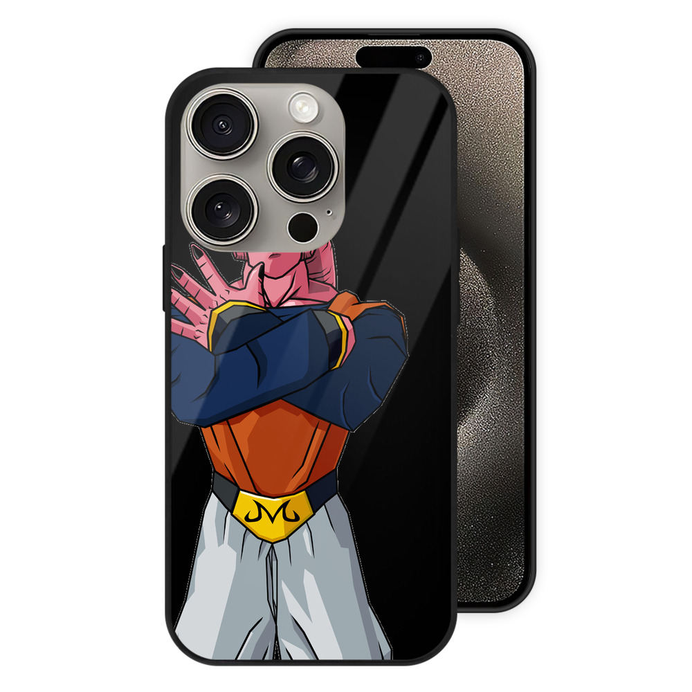 （画像用） ドラゴンボール 魔人ブウ DRAGON BALL Majin Buu 【iPhone15Pro対応】スマホケース 耐衝撃＆黄変防止 背面ガラス