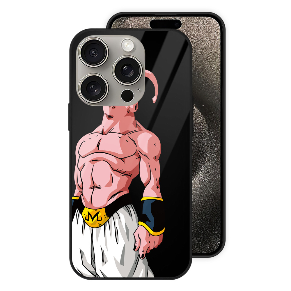 （画像用） ドラゴンボール 魔人ブウ DRAGON BALL Majin Buu 【iPhone15Pro対応】スマホケース 耐衝撃＆黄変防止 背面ガラス