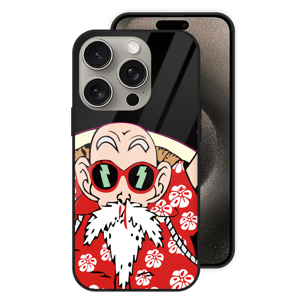 （画像用） ドラゴンボール 亀仙人（かめせんにん） DRAGON BALL Master Roshi Kame Sennin 【iPhone15Pro対応】スマホケース 耐衝撃＆黄変防止 背面ガラス