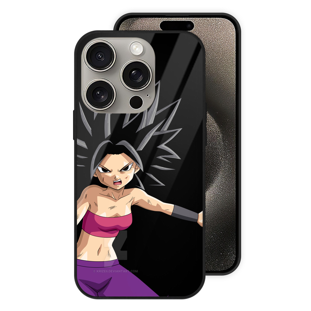 （画像用） ドラゴンボール カリフラ DRAGON BALL Caulifla 【iPhone15Pro対応】スマホケース 耐衝撃＆黄変防止 背面ガラス