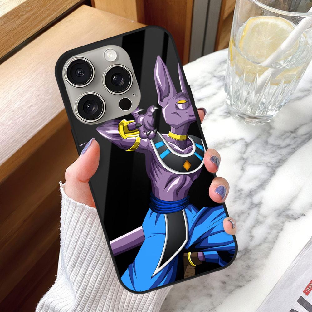 ドラゴンボール ビルス 破壊神ビルス DRAGON BALL Beerus Birusu 【iPhone15Pro対応】スマホケース 耐衝撃＆黄変防止 背面ガラス