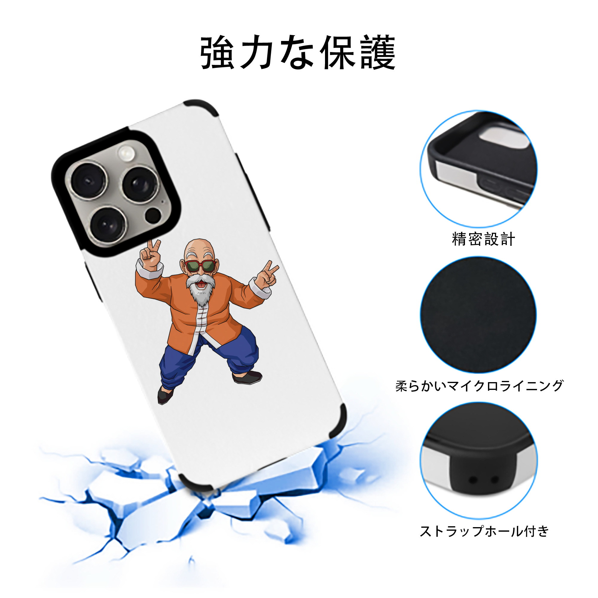 ドラゴンボール 亀仙人（かめせんにん） DRAGON BALL Master Roshi Kame Sennin 【iPhone15ProMax対応】 PUレザー スマホケース 耐衝撃＆黄変防止